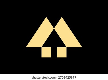Geometric letter m arrow logo – modern peak symbol in negative space.