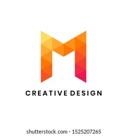 Geometric letter M logo design vector with polygonal concept