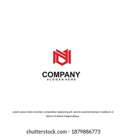 
The geometric letter m logotype for brand or company with text.
Vector illustration.Letter m logo modern, icon flat and vector design template. 
