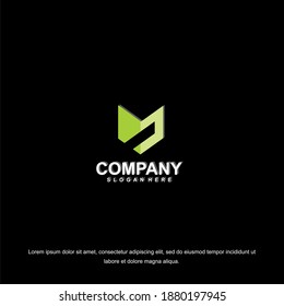 The geometric letter m logotype for brand or company with text.
Vector illustration.Letter m logo modern, icon flat and vector design template. 
