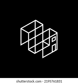 Geometric letter M monogram logo object vector