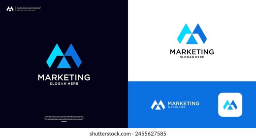 Geometric letter Marketing logo design inspiration.