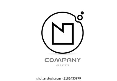 geometric letter N alphabet logo icon with circle and bubbles. Creative template for company and business