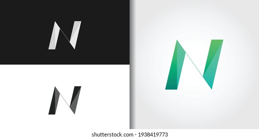geometric letter n logo set template vector