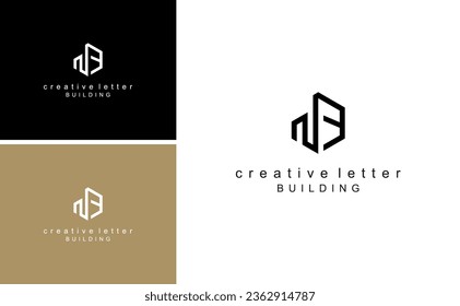 Geometric Letter NB Logo Construction Building Vector Template