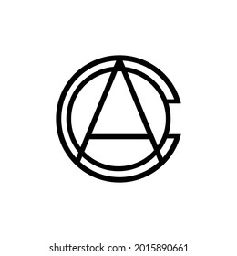 Geometric Letter A O C logo in lines style