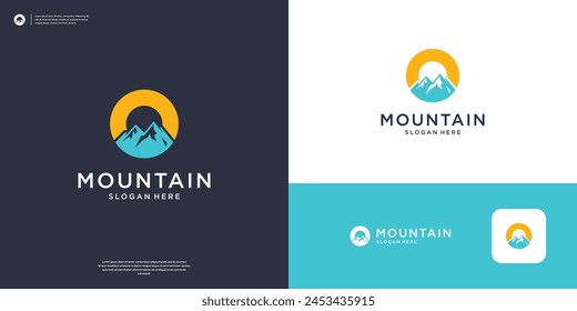 Letra geométrica O y Vector de diseño de logotipo de montaña