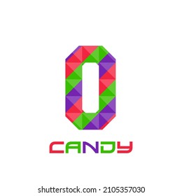 Geometric letter O with perfect combination of bright purple, red, and green colors. Good for business logo, design element, t-shirt design, print use, etc.