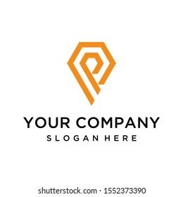 Geometric letter P diamond logo design vector
