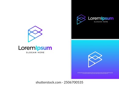 Geometric letter P digital logo vector design template