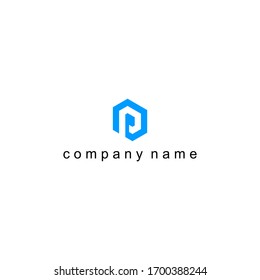 geometric letter p logo design vector illustration with cube shape