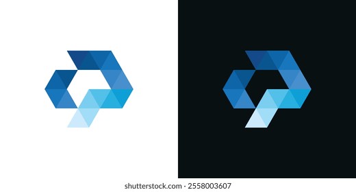geometric letter P logo design, colorful concept vector icon