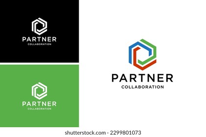 geometric letter p logo, partner vector logo identity