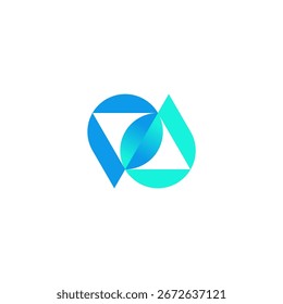 geometric letter PD or DP logo concept vector icon