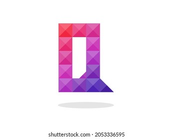 Geometric Letter Q logo with perfect combination of red-blue colors. Vector illustration.
