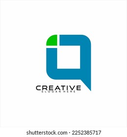 Geometric letter I and Q vector logo design.