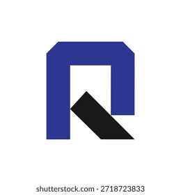Geometric letter R or KR Monogram isolated with white background. 