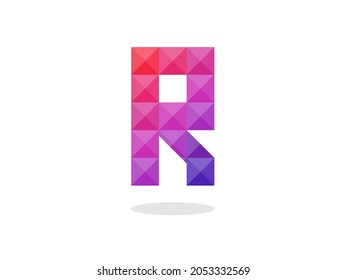 Geometric Letter R logo with perfect combination of red-blue colors. Vector illustration.