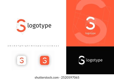 Monograma geométrico de la letra S, logotipo minimalista para el edificio arquitectónico, tecnología futurista, ciencia innovadora, proyecto del plan. Concepto de logotipo moderno. Ilustración vectorial