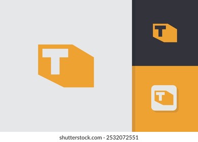 geometric letter t block logo design vector template