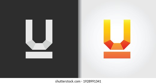geometrischer Buchstabe u Logo-Set-Ideenvorlage Vektorgrafik