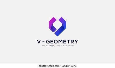 Geometric Letter V Logo icon Design template 