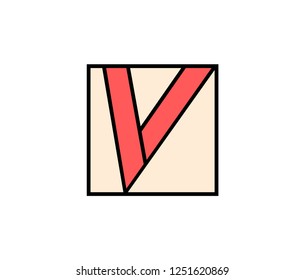Geometric letter V logo, Square shape symbol.