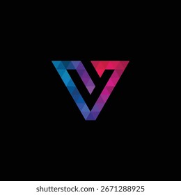 Geometric Letter V Pixel Logo Design Vector Template