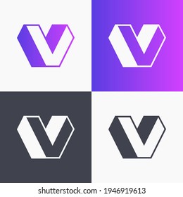 The geometric letter V resembles a building. Looks young, modern and edgy. A versatile logo for various companies, such as construction, real estate, entertainment, law firms, and technology.