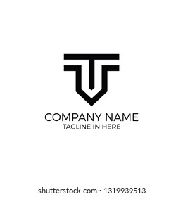 Geometric Letter V and T in Black Color