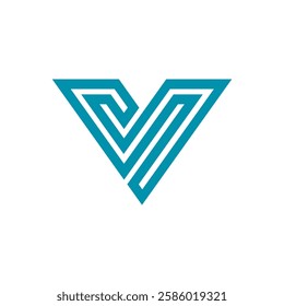 Geometric Letter V Triangle Logo design vector template on white background