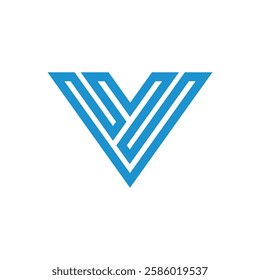 Geometric Letter V Triangle Logo design vector template on white background