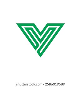 Geometric Letter V Triangle Logo design vector template on white background