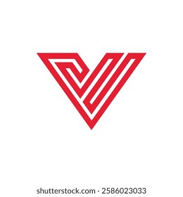 Geometric Letter V Triangle Logo design vector template on white background