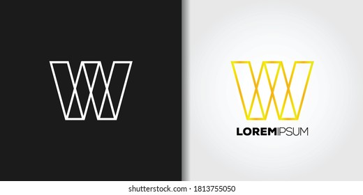 geometrischer Buchstabe w Logo-Vorlagensatz, Vektorgrafik