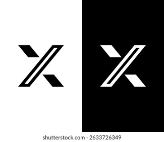Geometric Letter X Logo in Black and White