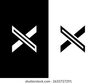 Geometric Letter X Logo in Black and White