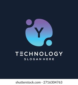 Geometric letter Y digital technology network internet logo design icon concept