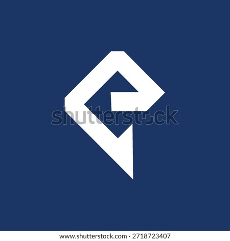 Geometric Letters EP or PE Monogram isolated with dark blue background. 