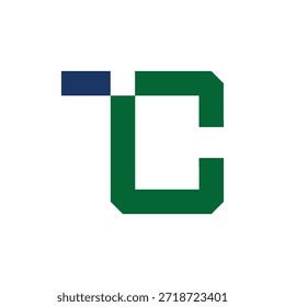 Letras geométricas TC Monograma isolado com fundo branco. 