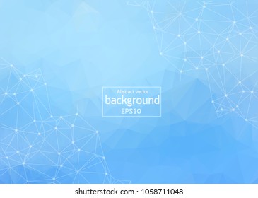Geometric Light blue Polygonal background molecule and communication. Connected lines with dots. Minimalism background. Concept of the science, chemistry, biology, medicine, technology.