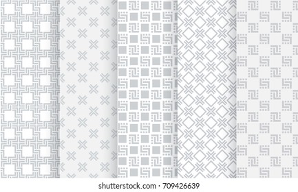 Geometric light grey seamless pattern background set. Vector illustration for stylish design. Abstract geometric wallpaper. Modern universal background
