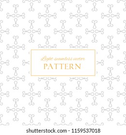 Geometric light grey vintage vector seamless pattern. Classic texture with decorative hand drawn elements. Elegant white background for traditional victorian design and decor