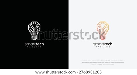 Geometric Lightbulb Logo With Circuit Board Design