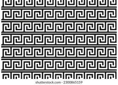 Geometric line. abstract clothes pattern with Greek antique motif. Art illustration. Abstract background for fabric cloth, fashion, ceramic floor, ornament textile, texture. Black and white color