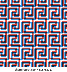 Geometric line. abstract seamless pattern with Greek antique motif. Vector illustration. Abstract background for the fabric cloth, fashion, ceramic floor, ornament textile, texture. 3d effect