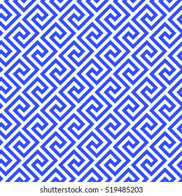 Geometric line. abstract seamless pattern with Greek antique motif. Vector illustration. Abstract background for the fabric cloth, fashion, ceramic floor, ornament textile, texture. blue porcelain