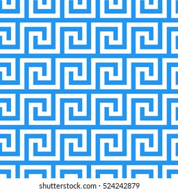 Geometric line. abstract seamless pattern with Greek antique motif. Vector illustration. Abstract background for the fabric cloth, fashion, ceramic floor, ornament textile, texture. Blue, white color