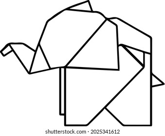 geometric line animals -elephant vector illustration icon isolated on white background.