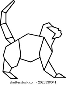 geometric line animals -monkey vector illustration icon isolated on white background.